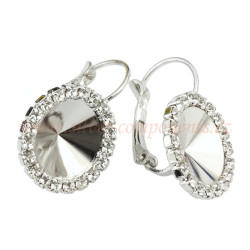 Bižuterní náušnicový háček se Swarovski šatony pro Rivoli 12mm Rh