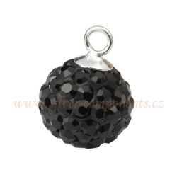 Koule s křišťálovými šatony na závěsu Ag 925/1000 - Jet 18mm Koule s křišťálovými šatony na závěsu Ag 925/1000 - Jet 18mm