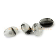 Křemen s turmalínem oválek 12x8 mm Křemen s turmalínem oválek 12x8 mm