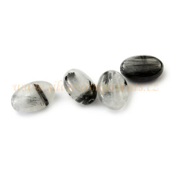 Křemen s turmalínem oválek 12x8 mm